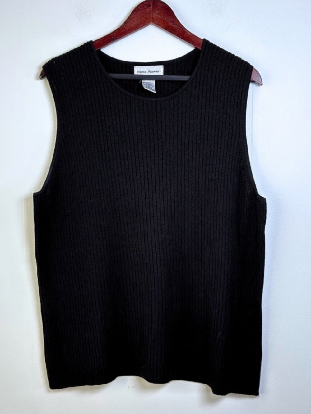 Black Knit Sleeveless Tank Top Plus Size 2X Ribbed Sweater Shirt Minimalist Goth